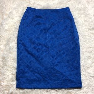 The limited royal blue textured pencil skirt